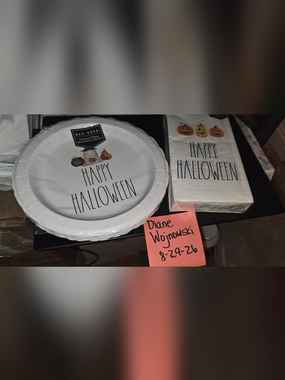 Rae Dunn White Halloween Paper Plates & Napkins Set